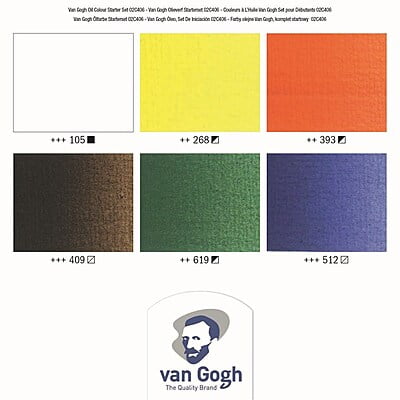 ROYAL TALENS VAN GOGH 20ML OIL COLOR BOX, STARTER SET OF ASSORTED 6 COLORS