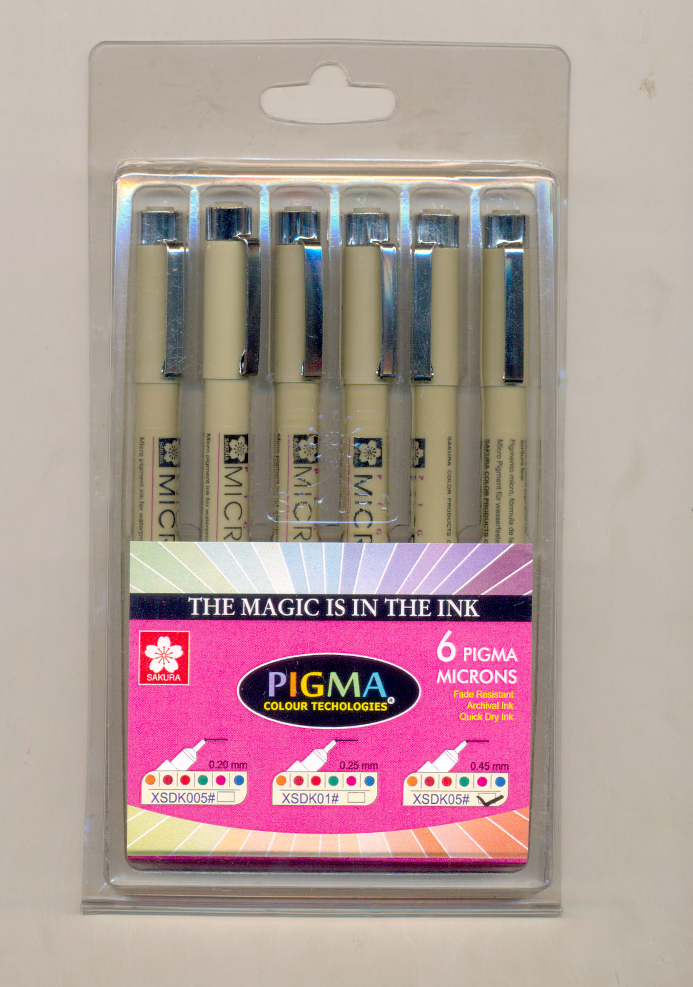 Sakura Pigma Micron Ink Pens Set of 6 Colors 005 0.20mm Great for Coloring,  Bible Study Pens, Inductive Bible Study 