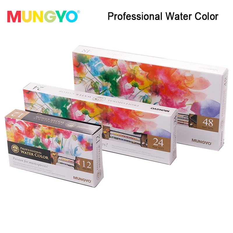 MUNGYO Professional Watercolor Half Pan 24 Colors Half Size Paint