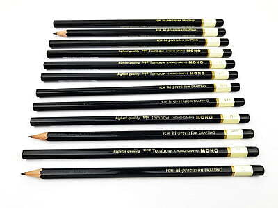 TOMBOW MONO GRAPHITE PENCILS, 12 PENCILS IN LUXURY CASE