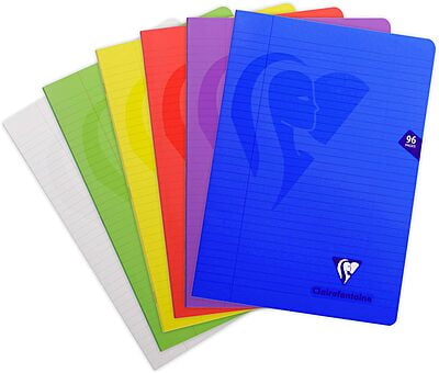 Clairefontaine MIMESYS Stapled Notebooks, 90gsm, Lined + Margin, Set of 6 Mixed Colors