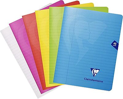 Clairefontaine MIMESYS Stapled Notebooks, 90gsm, Lined + Margin, Set of 6 Mixed Colors