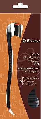 BRAUSE REFILLABLE CALLIGRAPHY PEN SET WITH 6 ASSORTED INK CARTRIDGES