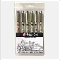 SAKURA PIGMA MICRON PENS SET OF 6 LIGHT COOL GREY COLOR SET SAKURA PIGMA MICRON PENS SET OF 6 LIGHT COOL GREY COLOR SET