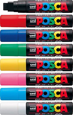 PC17K8C MITSUBISHI UNI POSCA MARKER SET, 17K, 8 ASSORTED COLORS
