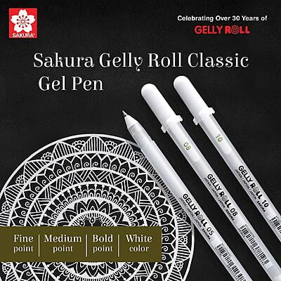 SAKURA GELLYROLL WHITE GEL INK ROLLERBALL PEN