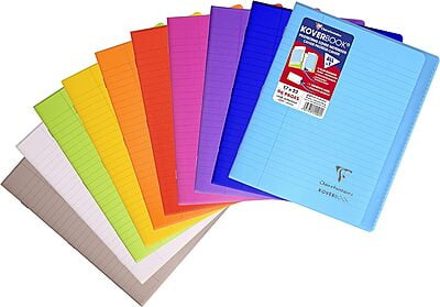 Clairefontaine KOVERBOOK Stapled Notebooks, 90gsm, 96 pages, Lined + Margin, Set of 10 Mixed Colors