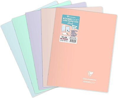 Clairefontaine KOVERBOOK Blush Pastel Color Stapled Notebooks, 90gsm, 96 pages, Lined