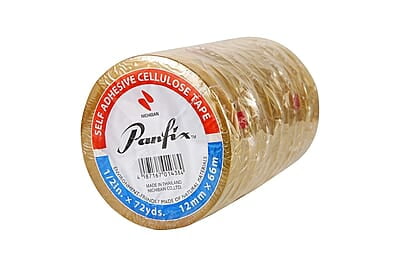 NICHIBAN PANFIX CELLULOSE TAPE TUBE OF 12 ROLLS, ECO-FRIENDLY, 12mm X 66m (1/2'' TUBE)