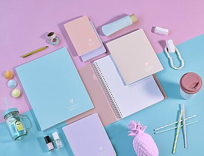 Clairefontaine KOVERBOOK Blush Pastel Color Stapled Notebooks, 90gsm, 96 pages, Lined