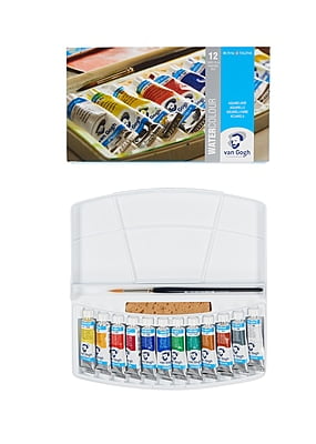 ROYAL TALENS VAN GOGH 10ML WATERCOLOR TUBE SET, PLASTIC TRAVEL SET, 12 ASSORTED COLORS