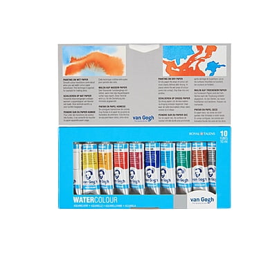 ROYAL TALENS VAN GOGH 10ML WATERCOLOR TUBE SET, CARDBOARD SET, 10 ASSORTED COLORS