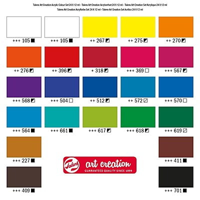 ART CREATION ARTISTS' 12ML ASSORTED COLOR SET