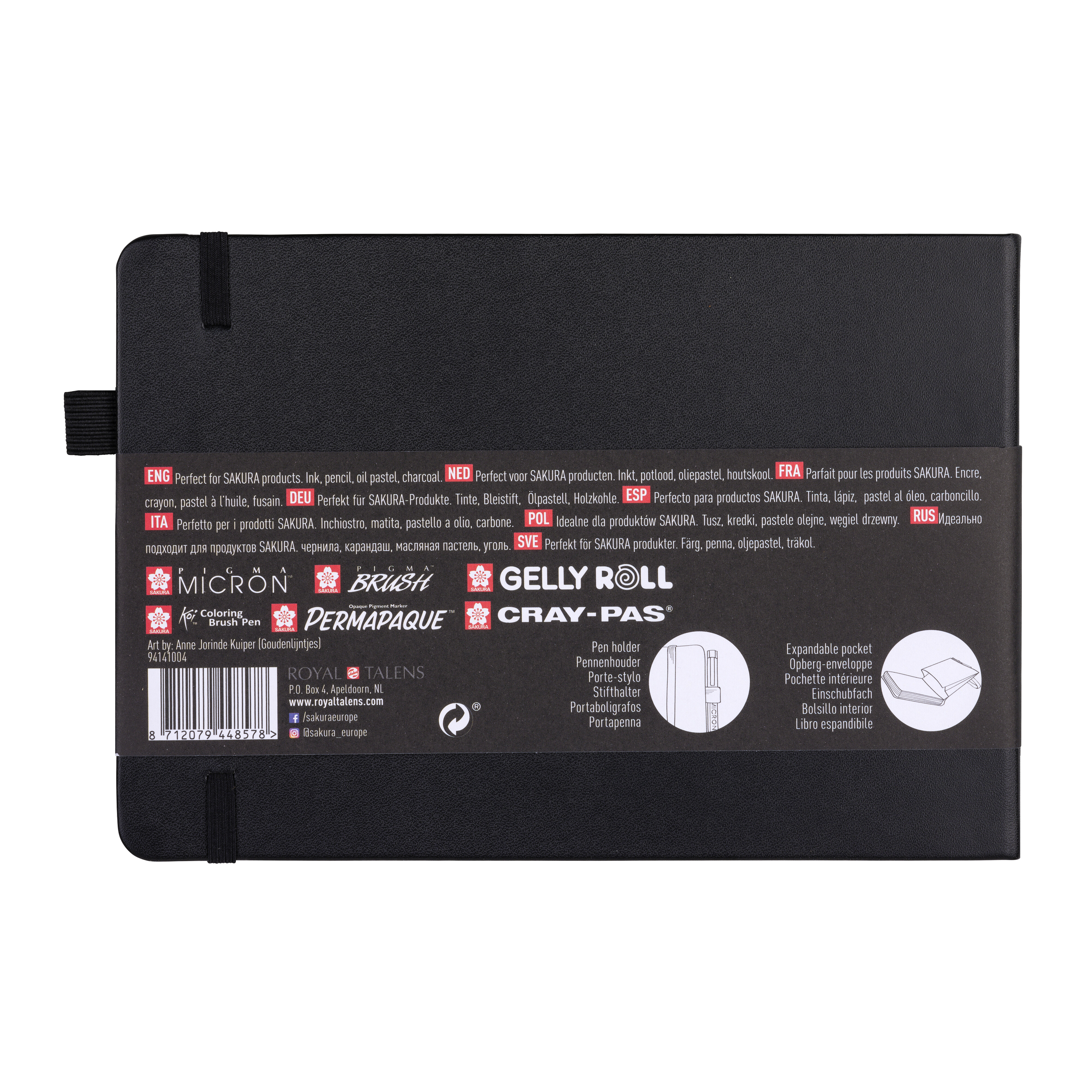 SAKURA HARDBOUND SKETCHBOOK, 140GSM BLACK PAPER, 160 PAGES, 21x15CM SAKURA HARDBOUND SKETCHBOOK, 140GSM BLACK PAPER, 160 PAGES, 21x15CM