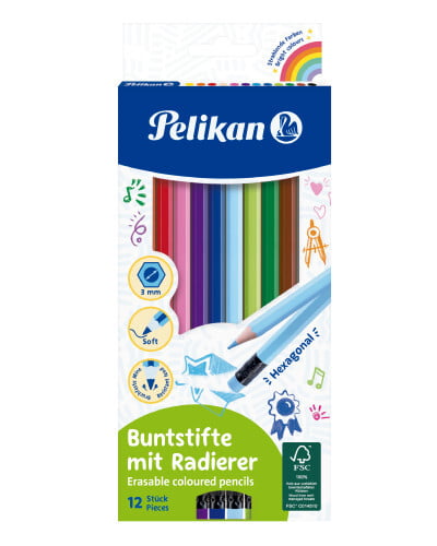 Pelikan ERASABLE Coloured Pencils 12 pieces in cardboard box