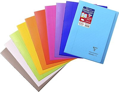 Clairefontaine KOVERBOOK Stapled Notebooks, 90gsm, 96 pages, Lined + Margin, Set of 10 Mixed Colors