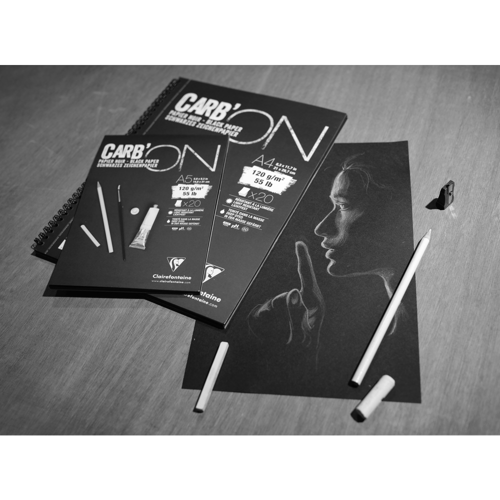 CLAIREFONTAINE CARB'ON BLACK PAPER PAD, 120GSM