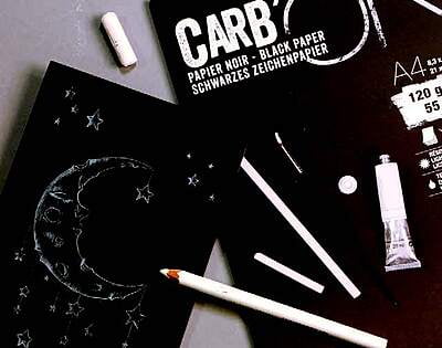 CLAIREFONTAINE CARB'ON BLACK PAPER PAD, 120GSM