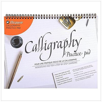 BRAUSE CALLIGRAPHY PRACTICE PAD WITH SLANTED GUIDE SHEETS, 85G IVORY PAPER, 100 PAGES, A4