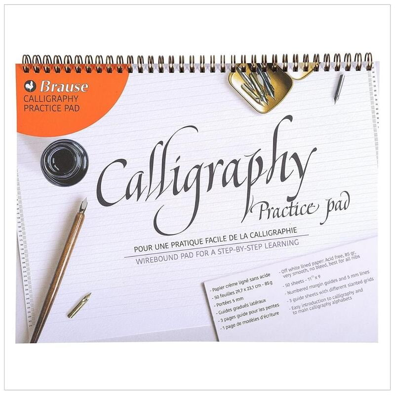 BRAUSE CALLIGRAPHY PRACTICE PAD WITH SLANTED GUIDE SHEETS, 85G IVORY PAPER, 100 PAGES, A4