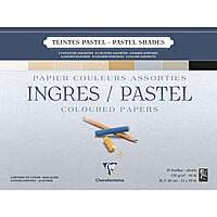 Clairefontaine Ingres Pastel – Bloc 25 Feuilles Vergé 130g 30x40 Cm – Teintes Pastel Assorties – Idéal Pastel Sec, Crayon, Fusain & Sanguine