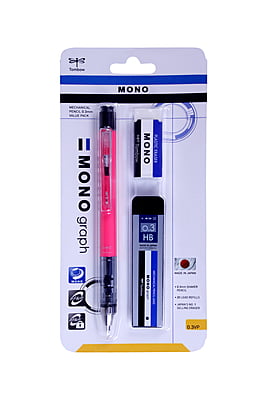 TOMBOW  MECHANICAL PENCIL MONO GRAPH,0.3MM, NEON PINK, VALUE PACK