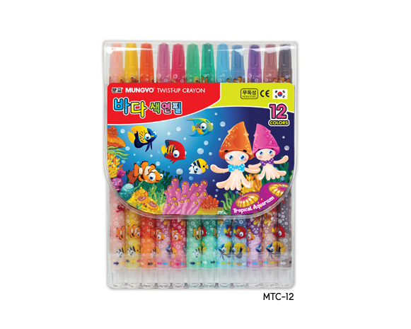 MUNGYO TWIST UP CRAYONS, SET OF 12 ASSORTED COLORS