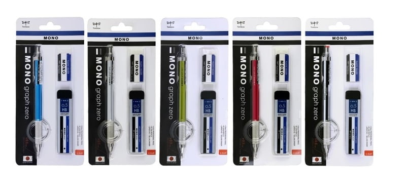  Tombow MONO Graph Zero 0.5mm Mechanical Pencil with Lead and Eraser Value Pack