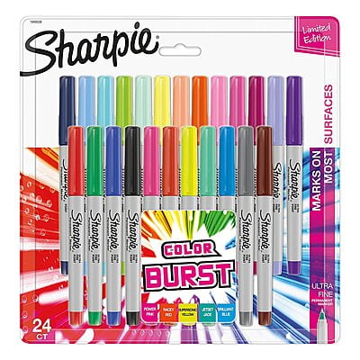 LIMITED EDITION PACK | BUY 1 GET 1 FREE |SHARPIE ULTRA FINE POINT PERMANENT MARKER, SET OF 24 ASSORTED COLORS, COLOR BURST