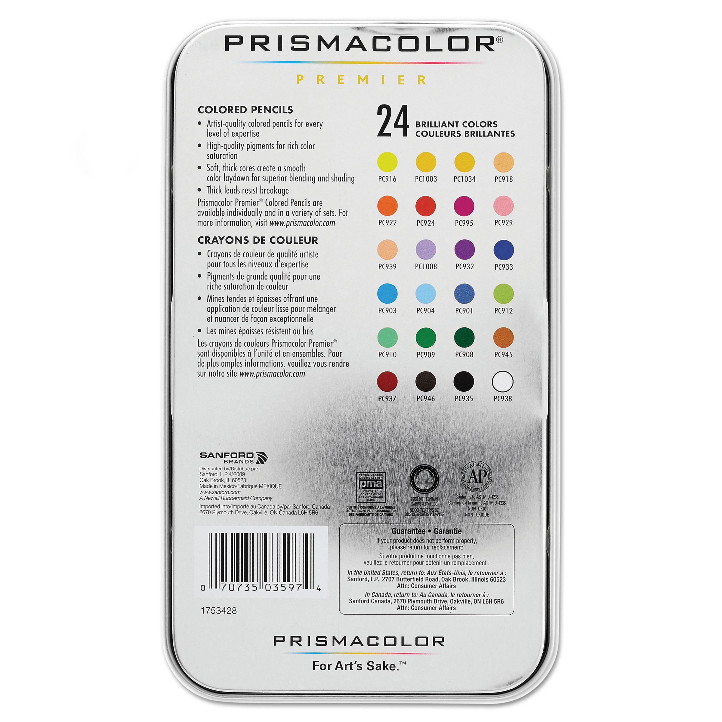 PRISMACOLOR PREMIER PENCIL SET IN TIN PRISMACOLOR PREMIER PENCIL SET IN TIN