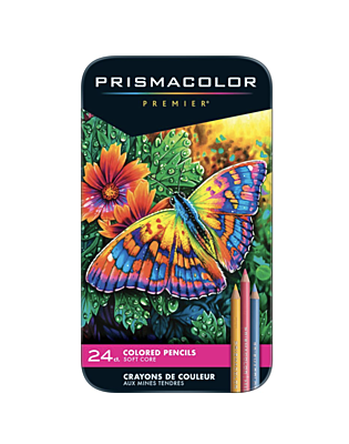PRISMACOLOR PREMIER PENCILS, SET OF 24 ASSORTED COLORS IN TIN PRISMACOLOR PREMIER PENCILS, SET OF 24 ASSORTED COLORS IN TIN