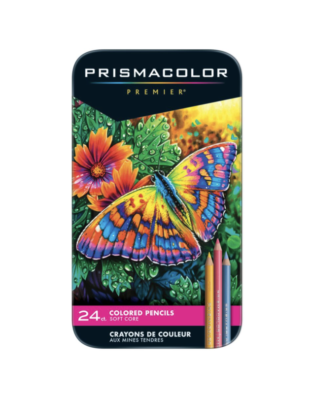 PRISMACOLOR PREMIER PENCILS, SET OF 24 ASSORTED COLORS IN TIN PRISMACOLOR PREMIER PENCILS, SET OF 24 ASSORTED COLORS IN TIN