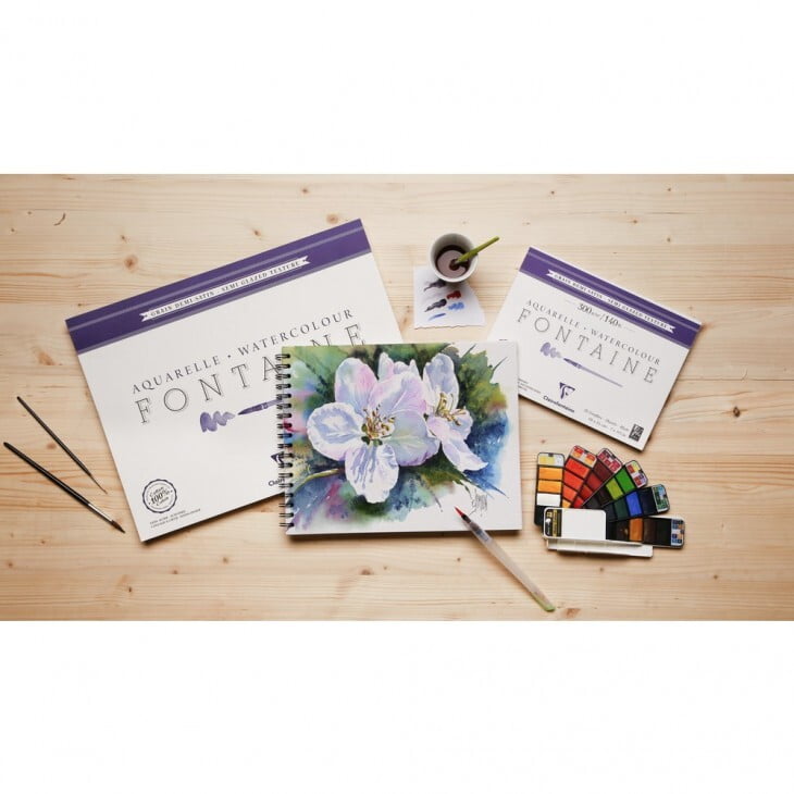 CLAIREFONTAINE FONTAINE 100% COTTON, 300GSM SEMI GLAZED WATERCOLOR PAPER CLAIREFONTAINE FONTAINE 100% COTTON, 300GSM SEMI GLAZED WATERCOLOR PAPER