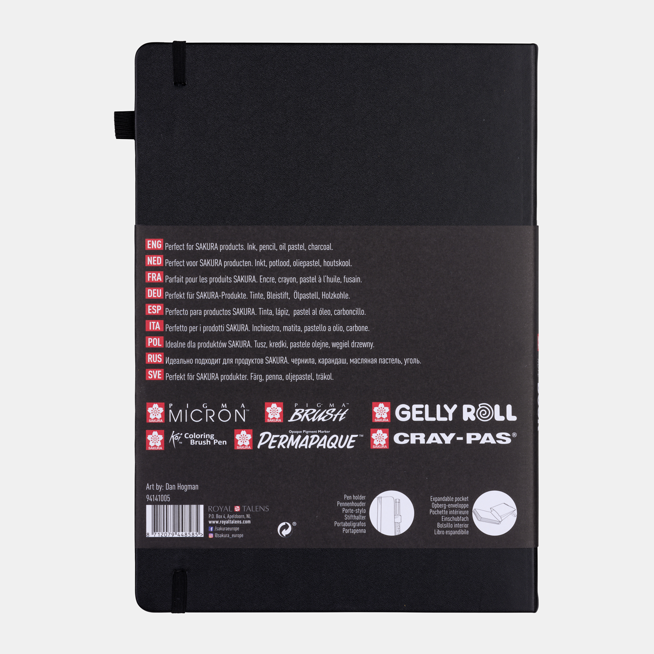 SAKURA HARDBOUND SKETCHBOOK, 140GSM BLACK PAPER, 160 PAGES