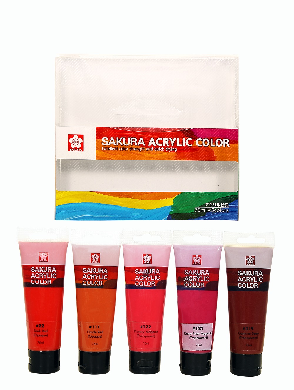 SAKURA ACRYLIC COLOR, 75ML TUBE, SET OF 5