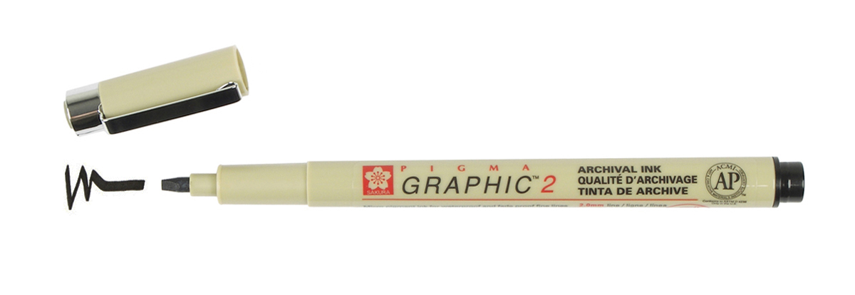 SAKURA PIGMA GRAPHIC 2 PEN, 2.0MM LINE WIDTH, BLACK