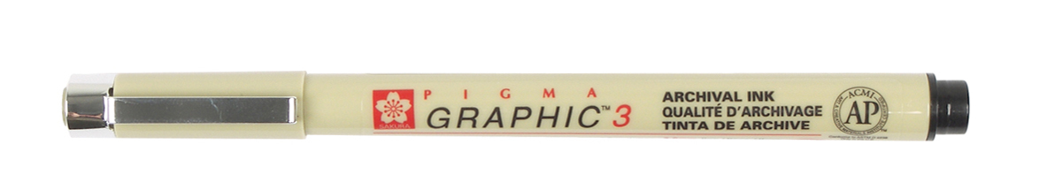 SAKURA PIGMA GRAPHIC 3 PEN, 3.0MM LINE WIDTH, BLACK