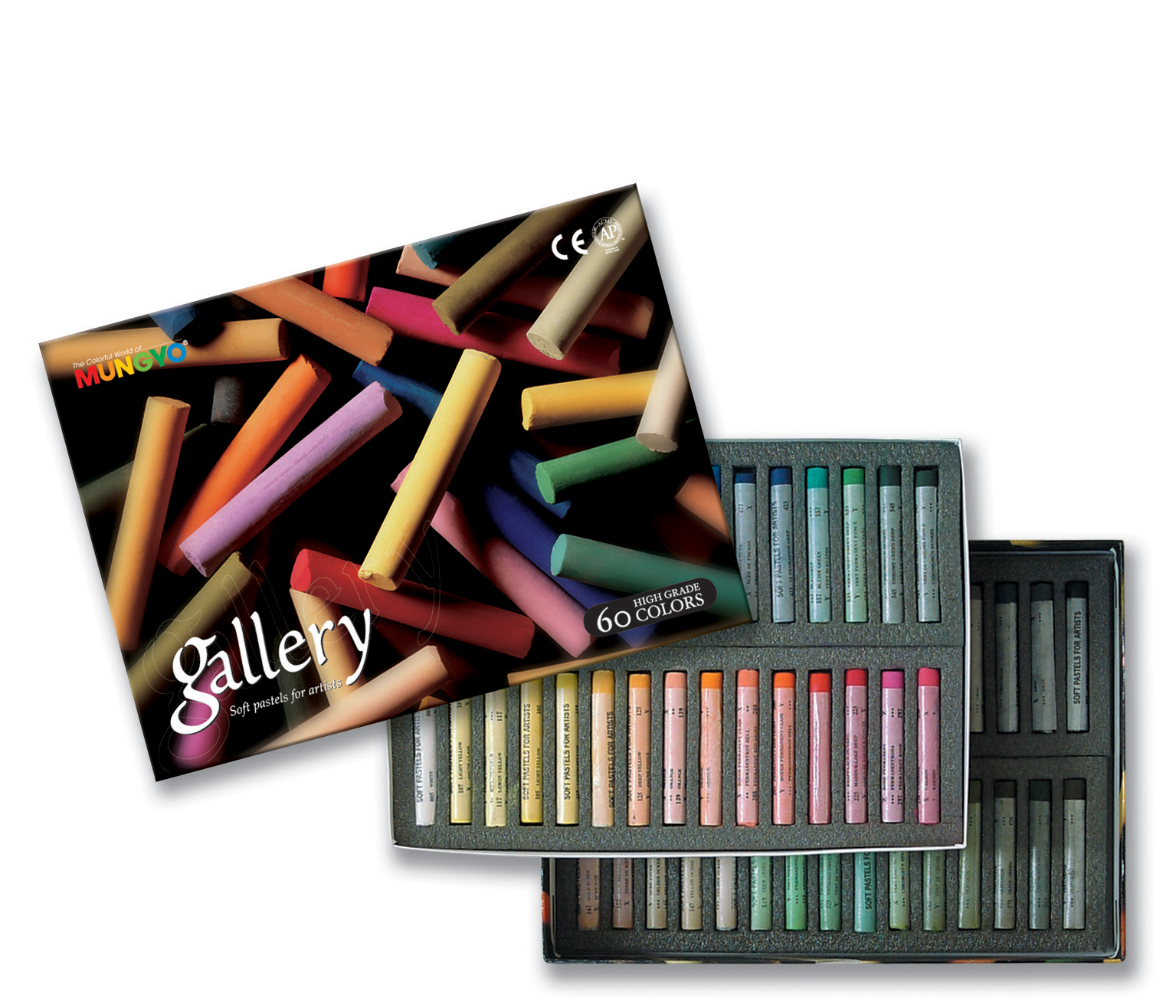 MUNGYO GALLERY ARTISTS' EXTRA FINE SOFT PASTELS, SET OF 60 ASSORTED COLORS