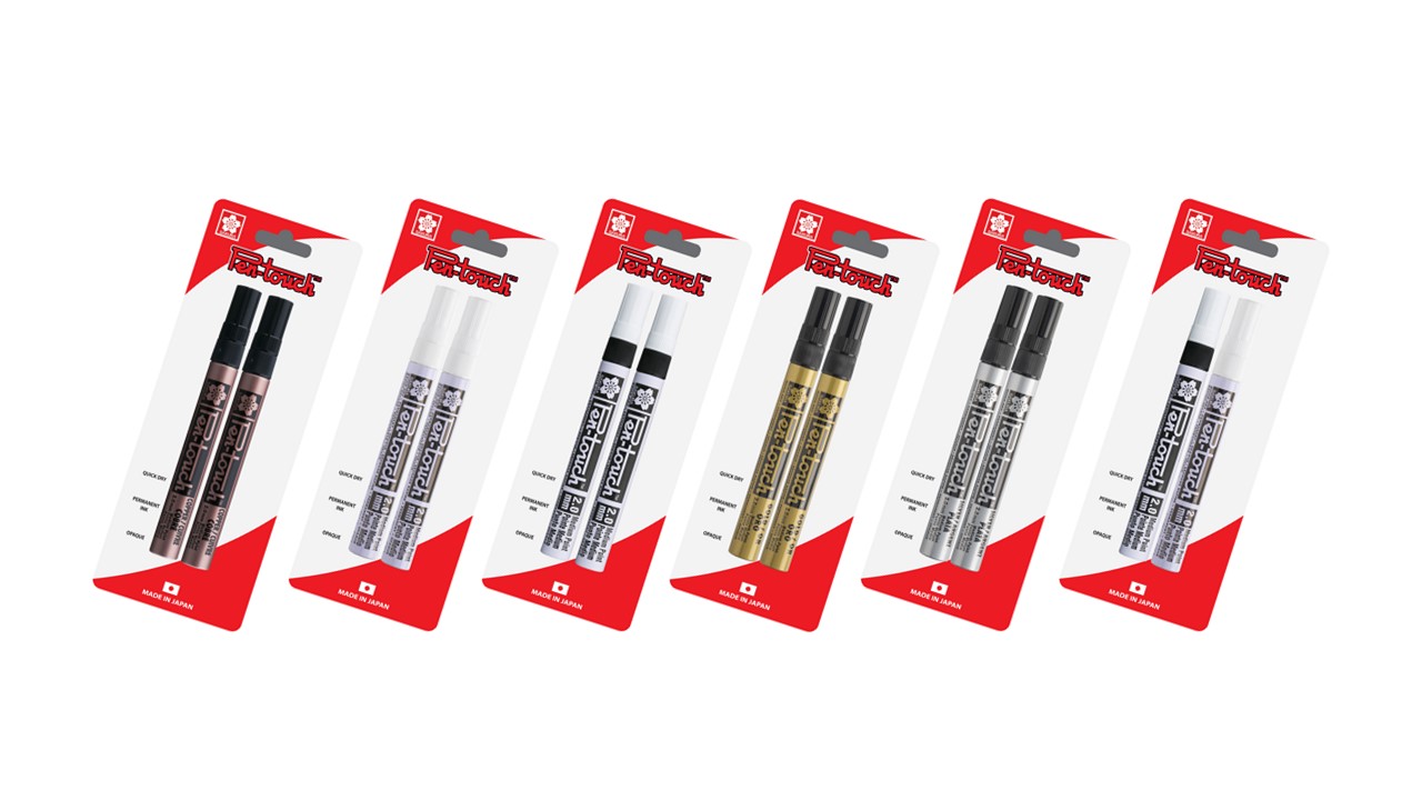akura Pentouch Paint Marker M 2.0mm Gold 2 Pack Permanent & Metallic
