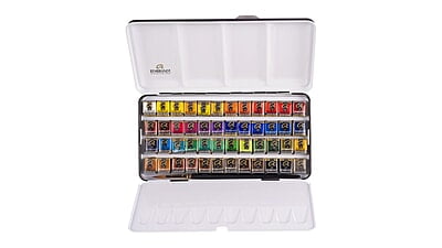05838648 ROYAL TALENS REMBRANDT WATERCOLOUR METAL TIN SET | 48 HALF PANS + 1 BRUSH