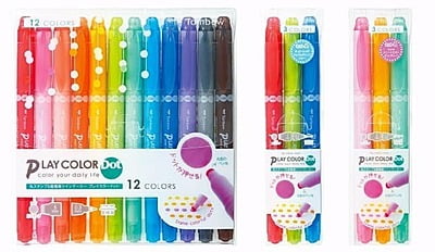 TOMBOW PLAY COLOR TWIN TIP MARKERS, DOT & SUPER FINE TIP, SET