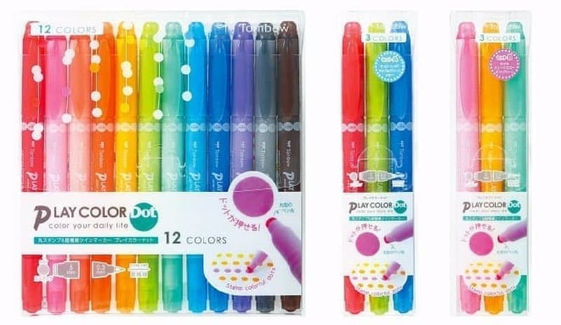 TOMBOW PLAY COLOR TWIN TIP MARKERS, DOT & SUPER FINE TIP, SET TOMBOW PLAY COLOR TWIN TIP MARKERS, DOT & SUPER FINE TIP, SET